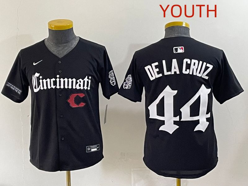 Youth 2025 Cincinnati Reds #44 De La Cruz Black Five generations Joint Name Nike MLB Jersey style 15->youth mlb jersey->Youth Jersey